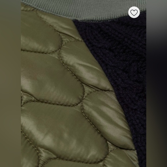 VERONICA BEARD Marjeti Mixed-Media Quilted Bomber Jacket, Olive & Navy, XL - Picture 6 of 13
